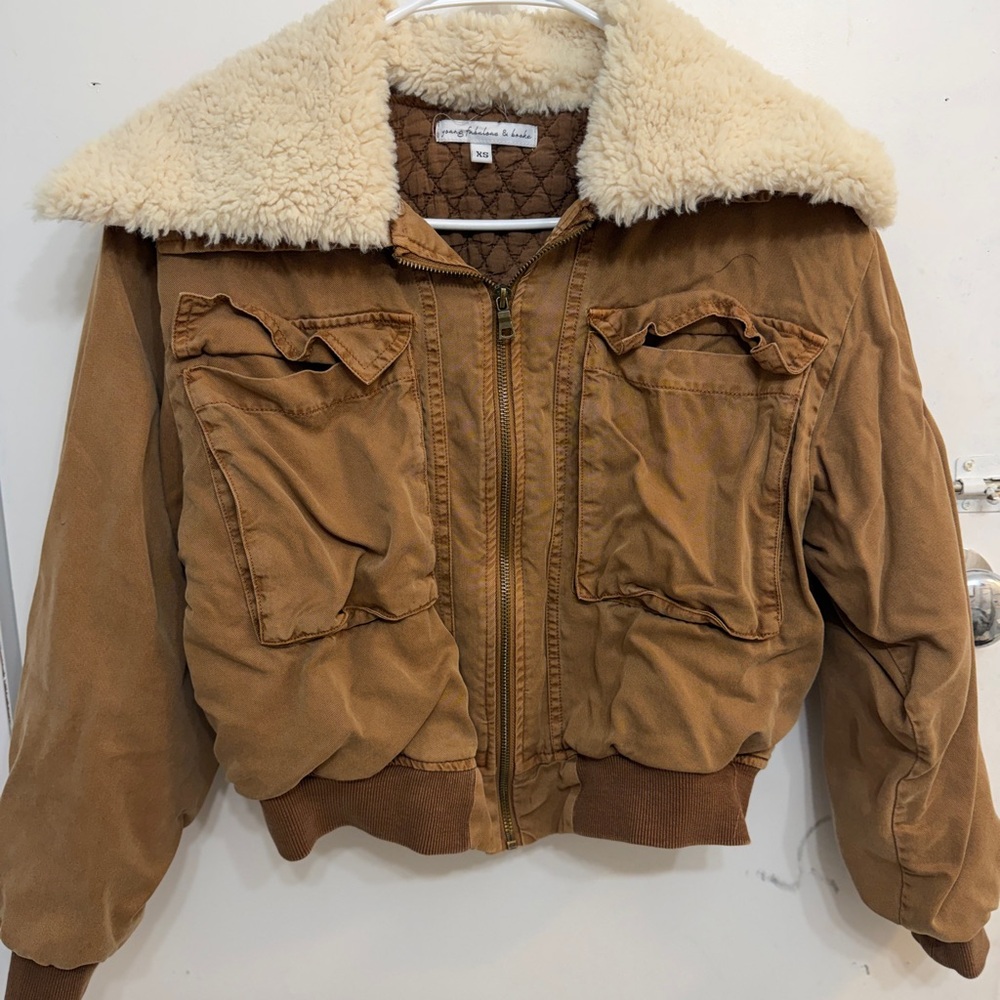 Young Fabulous & Broke Tan Jacket with Cream Shearling